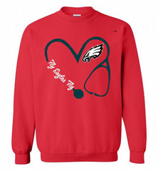 PHILADELPHIA EAGLES LOVE NURSE FLY EAGLES FLY Crewneck Sweatshirt - zezetee