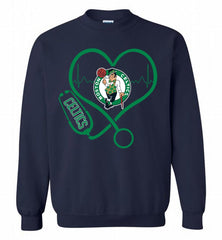 Nurse Heartbeat Love Boston Celtics Crewneck Sweatshirt - zezetee