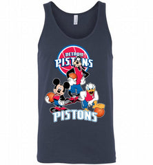 Mickey Goofy Donald Loves Detroit Pistons Basketball Fans Tank - zezetee