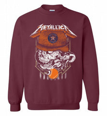 Metallica Skull Houston Astros Logo Crewneck Sweatshirt - zezetee