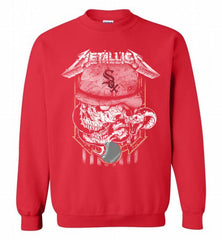 Metallica Skull Chicago White Sox Logo Crewneck Sweatshirt - zezetee