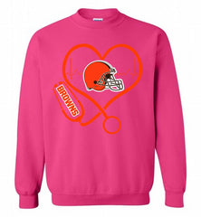 Nurse Heartbeat Cleveland Browns Crewneck Sweatshirt - zezetee