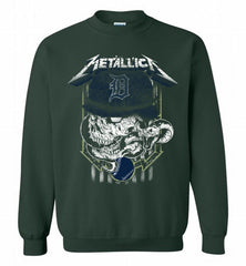 Metallica Skull Detroit Tigers Logo Crewneck Sweatshirt - zezetee