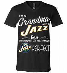 I'M A Grandma And A Utah Jazz Fans Perfect V-Neck Shirt - zezetee