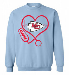 Nurse Heartbeat Kansas City Chiefs Crewneck Sweatshirt - zezetee