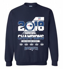 2018 SUPER BOWL CHAMPIONS NEW ENGLAND PATRIOTS Crewneck Sweatshirt - zezetee