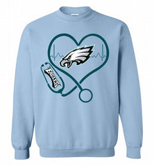 Nurse Heartbeat Philadelphia Eagles Crewneck Sweatshirt - zezetee