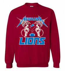 Metallica Detroit Lions Logo Crewneck Sweatshirt - zezetee