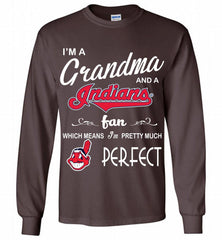 I'M A Grandma And A Cleveland Indians Fans Gift Gildan Long Shirt - zezetee
