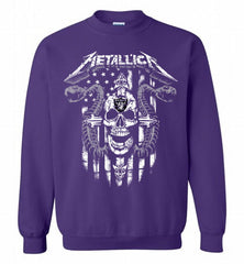 Metallica Snake Skull Oakland Raiders Logo Crewneck Sweatshirt - zezetee