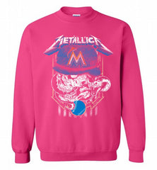Metallica Skull Miami Marlins Logo Crewneck Sweatshirt - zezetee
