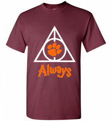 CLEMSON TIGERS UNIVERSITY PAW DEATHLY HALLOWS ALWAYS GIFT Shirt - zezetee