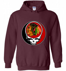 NHL TEAM CHICAGO BLACKHAWKS X GRATEFUL DEAD LOGO BAND Hoodie - zezetee