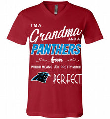 I'M A Grandma And A Carolina Panthers Fans I'm Pretty Much Perfect V-Neck Shirt - zezetee