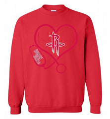 Nurse Heartbeat Love Houston Rockets Crewneck Sweatshirt - zezetee