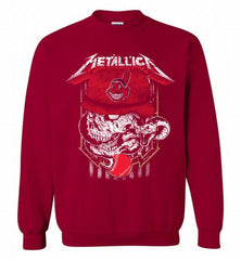 Metallica Skull Cleveland Indians Logo Crewneck Sweatshirt - zezetee