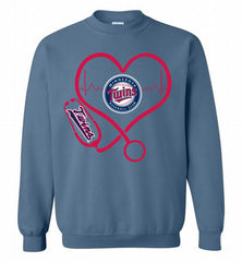 Nurse Heartbeat Minnesota Twins Crewneck Sweatshirt - zezetee