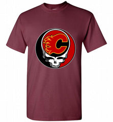 NHL TEAM CALGARY FLAMES X GRATEFUL DEAD LOGO BAND Shirt - zezetee