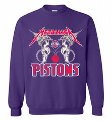Metallica Detroit Pistons Logo Crewneck Sweatshirt - zezetee