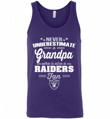 NEVER UNDERESTIMATE A GRANDPA WHO IS ALSO A RAIDERS FAN GILDAN CREWNECK PULLOVER GIFT Tank - zezetee