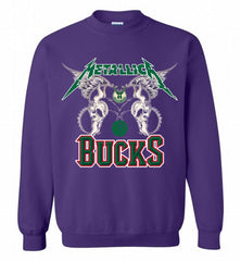 Metallica Milwaukee Bucks Logo Crewneck Sweatshirt - zezetee