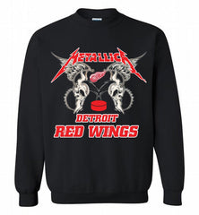 Metallica Detroit Red Wings Logo Crewneck Sweatshirt - zezetee