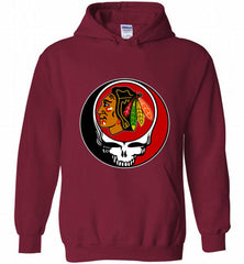 NHL TEAM CHICAGO BLACKHAWKS X GRATEFUL DEAD LOGO BAND Hoodie - zezetee