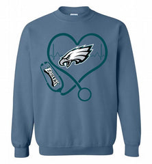 Nurse Heartbeat Philadelphia Eagles Crewneck Sweatshirt - zezetee