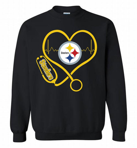 Nurse Heartbeat Pittsburgh Steelers Crewneck Sweatshirt - zezetee