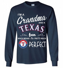 I'M A Grandma And A Texas Rangers Fans Gift Gildan Long Shirt - zezetee