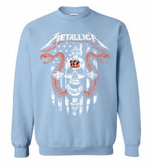 Metallica Snake Skull Cincinnati Bengals Logo Crewneck Sweatshirt - zezetee