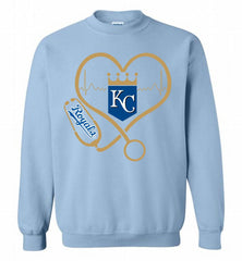 Nurse Heartbeat Kansas City Royals Crewneck Sweatshirt - zezetee