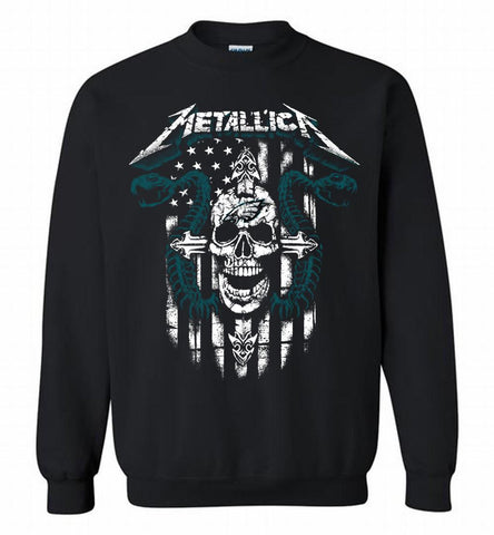 Metallica Snake Skull Philadelphia Eagles Logo Crewneck Sweatshirt - zezetee