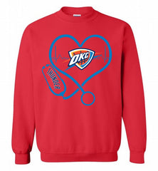 Nurse Heartbeat Love Oklahoma City Thunder Crewneck Sweatshirt - zezetee