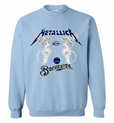 Metallica Milwaukee Brewers Logo Crewneck Sweatshirt - zezetee