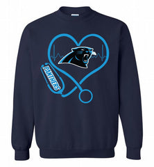 Nurse Heartbeat Carolina Panthers Crewneck Sweatshirt - zezetee