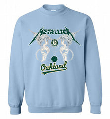 Metallica Oakland Athletics Logo Crewneck Sweatshirt - zezetee