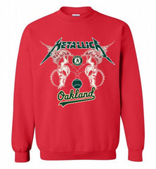 Metallica Oakland Athletics Logo Crewneck Sweatshirt - zezetee