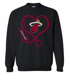 Nurse Heartbeat Love Miami Heat Crewneck Sweatshirt - zezetee
