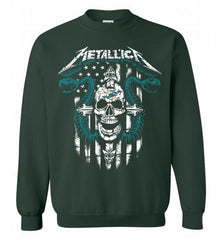 Metallica Snake Skull Miami Dolphins Logo Crewneck Sweatshirt - zezetee