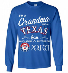 I'M A Grandma And A Texas Rangers Fans Gift Gildan Long Shirt - zezetee