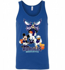Mickey Goofy Donald Loves Charlotte Hornets Basketball Fans Tank - zezetee