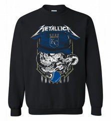 Metallica Skull Kansas City Royals Logo Crewneck Sweatshirt - zezetee