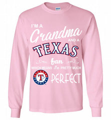 I'M A Grandma And A Texas Rangers Fans Gift Gildan Long Shirt - zezetee