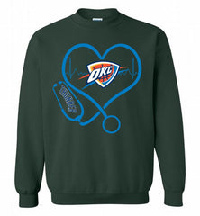 Nurse Heartbeat Love Oklahoma City Thunder Crewneck Sweatshirt - zezetee