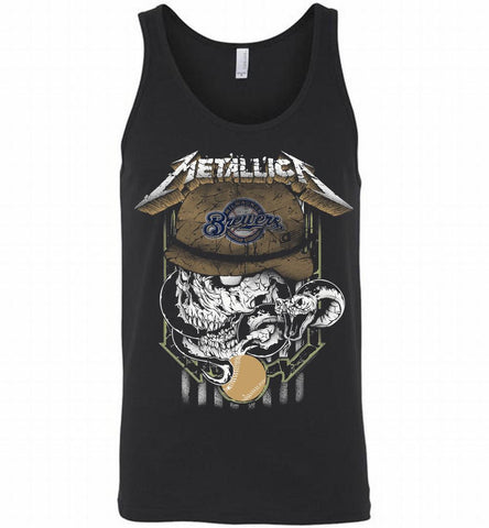 Metallica Skull Milwaukee Brewers Logo Tank - zezetee