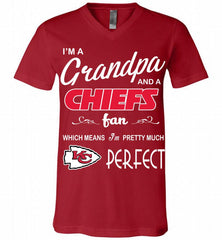 I'M A Grandpa And A Kansas City Chiefs Pretty Much Perfect V-Neck Shirt - zezetee