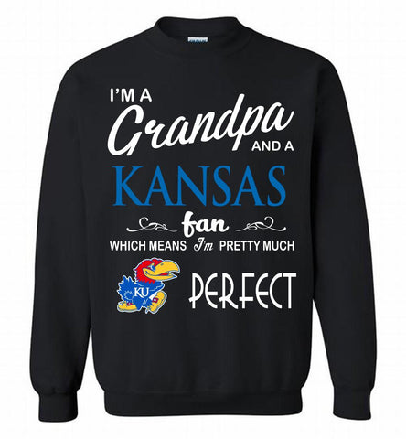 I'M A Grandpa And A Kansas Jayhawks Fan Crewneck Sweatshirt - zezetee