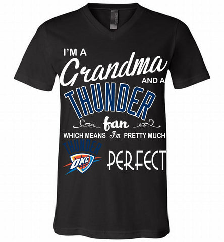 I'M A Grandma And A Oklahoma City Thunder Fans Perfect V-Neck Shirt - zezetee
