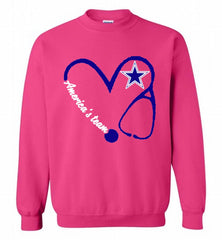 DALLAS COWBOYS NURSE LOVE AMERICA’S TEAM Crewneck Sweatshirt - zezetee